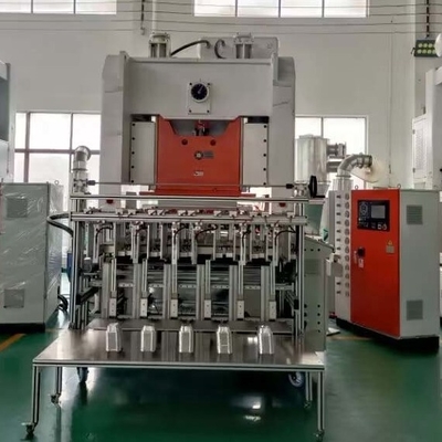 kaufen Elektrische verstellbare Zuführmaschine Aluminiumfolie Behälter Herstellung Maschine 4 ~ 5 Hohlräume 12000pcs / Stunde online manufacture