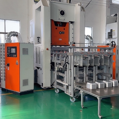 Weiße und orangefarbene Aluminiumfolie-Behältermacherei mit 35-68 Schlägen/min Schlag